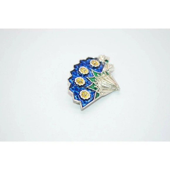 Danecraft Blue Green Enamel Silver Tone Rhinestone - Picture 3 of 4